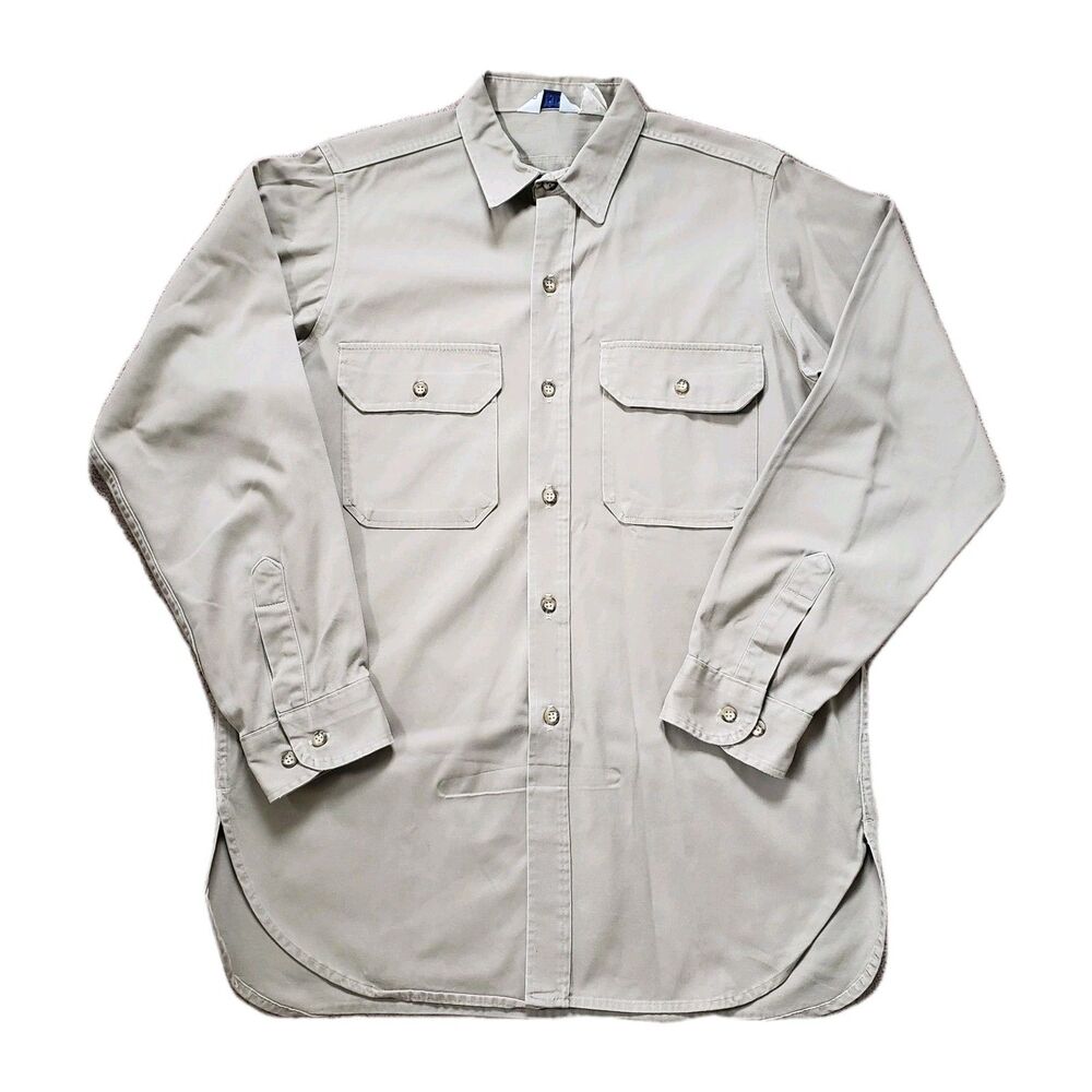 Vintage 90s Five Brother Canvas Sz Large 16-16.5 USA Made Mens Button Up Shirt